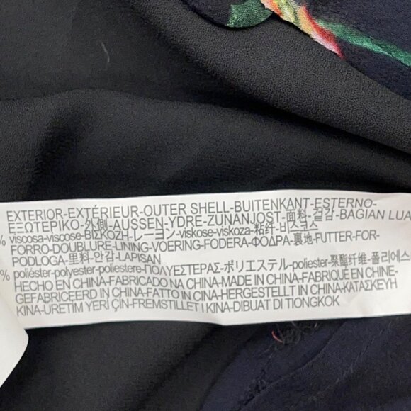 Zara Woman SMALL Black Lined Botanical/Floral Wrap Dress w Sheer Sleeves - Picture 7 of 7